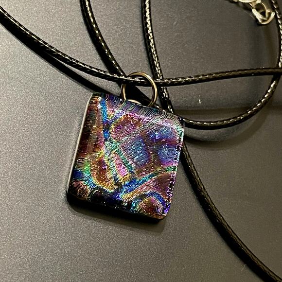 Colorful Dichroic Art Glass Pendant - Picture 4 of 8